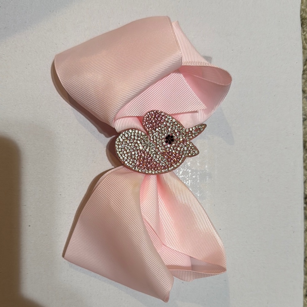 Pink Bow with Rhinestone Unicorn